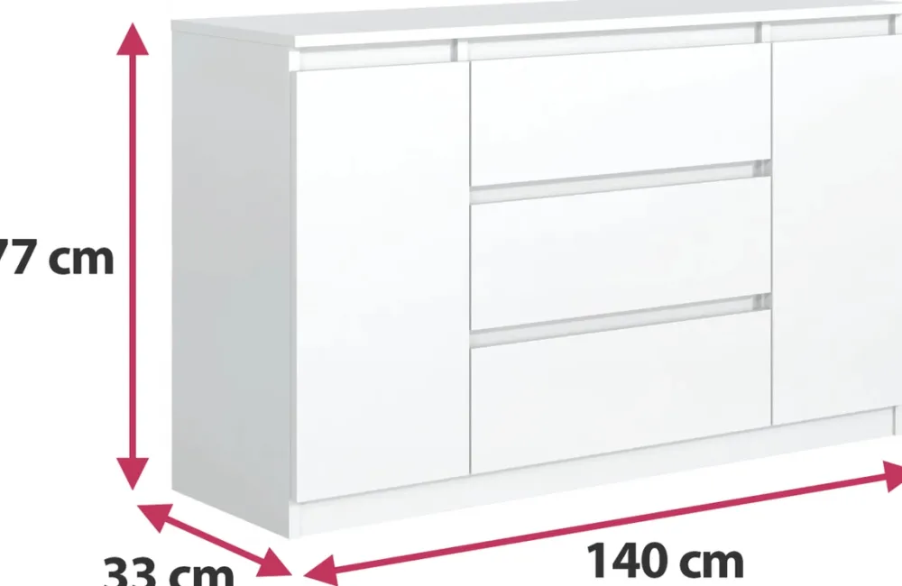 Komody>Meblohand Biała nowoczesna komoda 140 cm z szufladami do salonu AMPARO biały