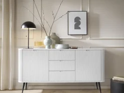 Zestawy Mebli Do Salonu|Komody></noscript>PIASKI Biała nowoczesna komoda z szufladami 168 cm do salonu ZENIT biały