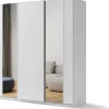 Zestawy Mebli Do Przedpokoju|Szafy Trzydrzwiowe>lenart. Biała nowoczesna szafa przesuwna z lustrem 220 cm z półkami MAXI