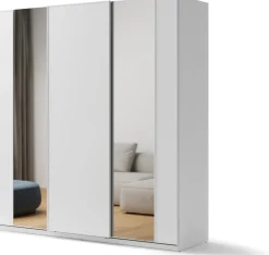 Zestawy Mebli Do Przedpokoju|Szafy Trzydrzwiowe>lenart. Biała nowoczesna szafa przesuwna z lustrem 220 cm z półkami MAXI