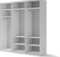Zestawy Mebli Do Przedpokoju|Szafy Trzydrzwiowe></noscript>lenart. Biała nowoczesna szafa przesuwna z lustrem 220 cm z półkami MAXI