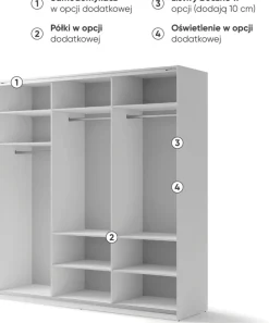 Zestawy Mebli Do Przedpokoju|Szafy Trzydrzwiowe></noscript>lenart. Biała nowoczesna szafa przesuwna z lustrem 220 cm z półkami MAXI