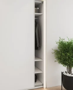 Zestawy Mebli Do Przedpokoju|Szafy Trzydrzwiowe></noscript>lenart. Biała nowoczesna szafa przesuwna z lustrem 220 cm z półkami MAXI