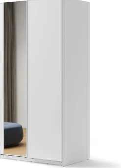 Zestawy Mebli Do Przedpokoju|Szafy Dwudrzwiowe>lenart. Biała nowoczesna szafa przesuwna z lustrem 120 cm MAXI