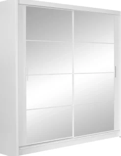 Szafy Dwudrzwiowe|Szafy Do Salonu>Stolar Biała nowoczesna szafa z lustrem i drążkami 160 cm DELTA
