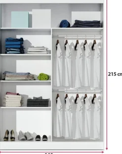 Szafy Dwudrzwiowe|Szafy Do Salonu></noscript>Stolar Biała nowoczesna szafa z lustrem i drążkami 160 cm DELTA