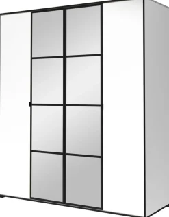 Szafy Młodzieżowe|Szafy Otwierane>JUREK Biała nowoczesna szafa z lustrem 180 cm drążek półki OLAS biały