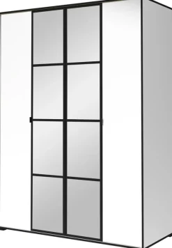 Szafy Młodzieżowe|Szafy Otwierane>JUREK Biała nowoczesna szafa z lustrem 150 cm drążek półki OLAS biały