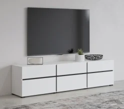 Zestawy Mebli Do Sypialni|Szafki Rtv></noscript>Helvetia Biała nowoczesna szafka RTV pod telewizor 180 cm CROSS