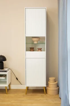 Witryny></noscript>INTER MEBLE Biała nowoczesna witryna do przedpokoju 47 cm BELLUNO biały