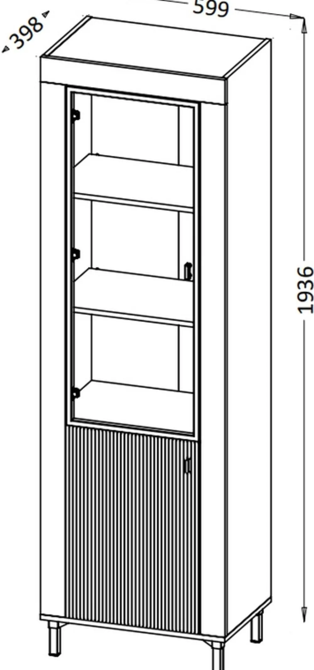 Zestawy Mebli Do Sypialni|Zestawy Mebli Do Salonu>DOLMAR Biała nowoczesna witryna na książki do salonu 60 cm MISTY biały