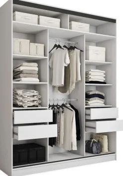 Zestawy Mebli Do Przedpokoju|Szafy Trzydrzwiowe>BROMARKT Biała pojemna szafa przesuwna 180 cm z drążkami EDGE MAX biały