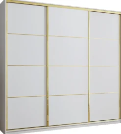 Zestawy Mebli Do Przedpokoju|Szafy Trzydrzwiowe>BROMARKT Biała pojemna szafa przesuwna 250 cm GOLD NEW MAX biały