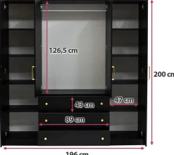 Meble Młodzieżowe|Zestawy Mebli Do Przedpokoju></noscript>Stolar Biała szafa 196 cm do sypialni w stylu retro PRESTO biały