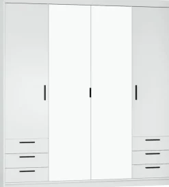 Meble Dla Dzieci|Zestawy Mebli Do Przedpokoju>Lempert Biała szafa 180 cm modułowa z lustrem i szufladami KUBA biały