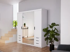 Meble Dla Dzieci|Zestawy Mebli Do Przedpokoju></noscript>Lempert Biała szafa 180 cm modułowa z lustrem i szufladami KUBA biały