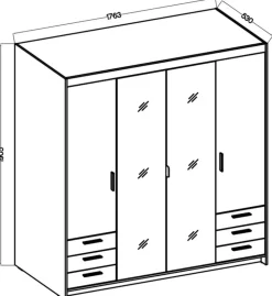 Meble Dla Dzieci|Zestawy Mebli Do Przedpokoju></noscript>Lempert Biała szafa 180 cm modułowa z lustrem i szufladami KUBA biały