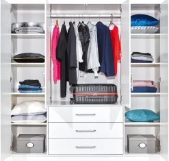 Meble Młodzieżowe|Zestawy Mebli Do Przedpokoju>Stolar Biała szafa 200 cm z lustrem i szufladami do sypialni BILL biały