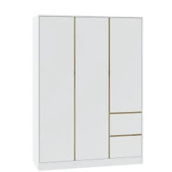 Szafy Otwierane></noscript>INTER MEBLE Biała szafa 146cm do sypialni z półkami i szufladami BALVIO biały