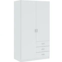 Meble Młodzieżowe|Szafy Dwudrzwiowe>INTER MEBLE Biała szafa dwudrzwiowa do sypialni z szufladami GENTIO biały