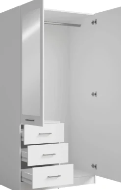 Garderoby|Zestawy Mebli Do Przedpokoju>MEBLOSIEK Biała szafa dwudrzwiowa do przedpokoju 100cm z lustrem KONGO