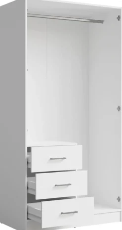 Garderoby|Zestawy Mebli Do Przedpokoju></noscript>MEBLOSIEK Biała szafa dwudrzwiowa do przedpokoju 100cm z lustrem KONGO