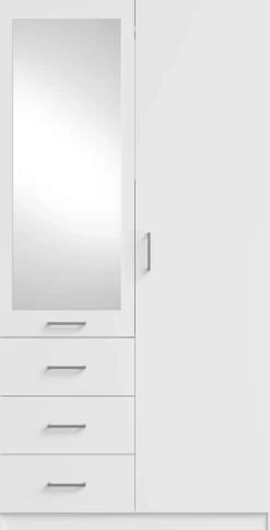Garderoby|Zestawy Mebli Do Przedpokoju></noscript>MEBLOSIEK Biała szafa dwudrzwiowa do przedpokoju 100cm z lustrem KONGO