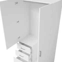 Garderoby|Zestawy Mebli Do Przedpokoju></noscript>MEBLOSIEK Biała szafa dwudrzwiowa do przedpokoju 100cm z lustrem KONGO