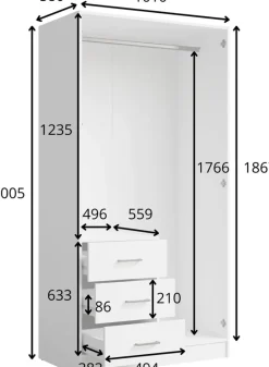 Garderoby|Zestawy Mebli Do Przedpokoju></noscript>MEBLOSIEK Biała szafa dwudrzwiowa do przedpokoju 100cm z lustrem KONGO