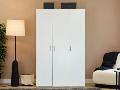 Szafy Otwierane|Szafy Modułowe></noscript>INTER MEBLE Biała szafa modułowa 110 cm trzydrzwiowa z drążkiem do sypialni BARENA biały