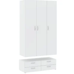 Szafy Otwierane|Szafy Modułowe></noscript>INTER MEBLE Biała szafa modułowa 110 cm trzydrzwiowa z drążkiem do sypialni BARENA biały