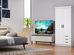 Zestawy Mebli Do Przedpokoju|Szafy Modułowe></noscript>Lempert Biała szafa modułowa dwudrzwiowa z szufladami i półkami 90 cm KUBA biały