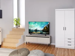 Zestawy Mebli Do Przedpokoju|Szafy Modułowe></noscript>Lempert Biała szafa modułowa dwudrzwiowa z szufladami i półkami 90 cm KUBA biały