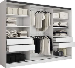 Zestawy Mebli Do Przedpokoju|Szafy Trzydrzwiowe>BROMARKT Biała szafa połysk 250 cm LOFT biały połysk