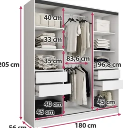 Zestawy Mebli Do Przedpokoju|Szafy Trzydrzwiowe></noscript>BROMARKT Biała szafa przesuwna 180 cm LOFT biały
