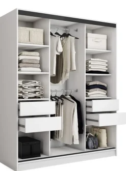 Zestawy Mebli Do Przedpokoju|Szafy Trzydrzwiowe>BROMARKT Biała szafa przesuwna 150 cm LOFT biały