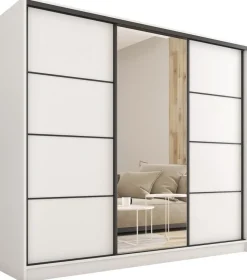 Zestawy Mebli Do Przedpokoju|Szafy Trzydrzwiowe>BROMARKT Biała szafa przesuwna 200 cm LOFT biały