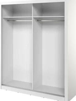Zestawy Mebli Do Sypialni|Szafy Dwudrzwiowe></noscript>lenart. Biała szafa przesuwna 180 cm z lustrem ARTI z ryflowanym frontem