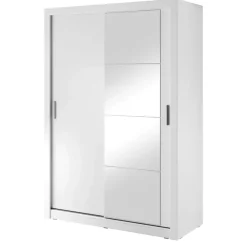 Zestawy Mebli Do Sypialni|Szafy Dwudrzwiowe>lenart. Biała szafa przesuwna 150 cm z lustrem półki ARTI biały
