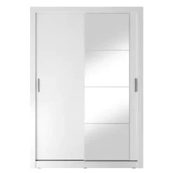 Zestawy Mebli Do Sypialni|Szafy Dwudrzwiowe></noscript>lenart. Biała szafa przesuwna 150 cm z lustrem półki ARTI biały