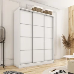 Zestawy Mebli Do Przedpokoju|Szafy Trzydrzwiowe></noscript>BROMARKT Biała szafa przesuwna 180 cm TOP biały