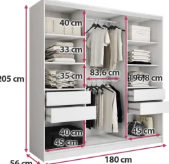 Zestawy Mebli Do Przedpokoju|Szafy Trzydrzwiowe></noscript>BROMARKT Biała szafa przesuwna 180 cm TOP biały