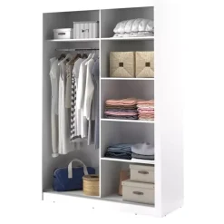 Szafy Przesuwne>lenart. Biała szafa przesuwna 150 cm z lustrem półki ARTI biały