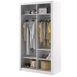 Zestawy Mebli Do Przedpokoju|Zestawy Mebli Do Sypialni></noscript>lenart. Biała szafa przesuwna 120 cm z lustrem półki ARTI biały