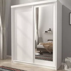Szafy Dwudrzwiowe|Szafy Z Lustrem>PIASKI Biała szafa przesuwna 200 cm ALONA biały