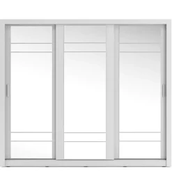 Zestawy Mebli Do Sypialni|Szafy Trzydrzwiowe></noscript>lenart. Biała szafa przesuwna 250 cm z lustrem szuflady półki ARTI biały