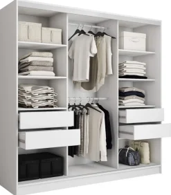 Zestawy Mebli Do Przedpokoju|Szafy Trzydrzwiowe>BROMARKT Biała szafa przesuwna 200 cm TOP biały