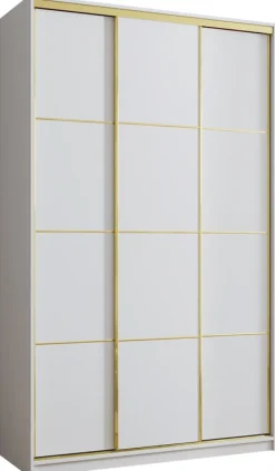 Zestawy Mebli Do Przedpokoju|Szafy Trzydrzwiowe>BROMARKT Biała szafa przesuwna do sypialni 150 cm GOLD NEW MAX biały