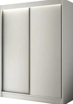 Zestawy Mebli Do Przedpokoju|Szafy Dwudrzwiowe>Arton Biała szafa przesuwna do sypialni 150 cm z półkami BRANDON biały