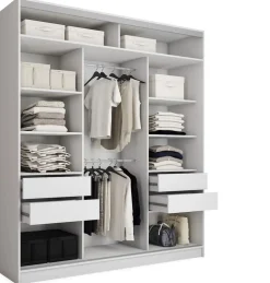 Zestawy Mebli Do Przedpokoju|Szafy Trzydrzwiowe>BROMARKT Biała szafa przesuwna z lustrem 180 cm TOP MAX biały